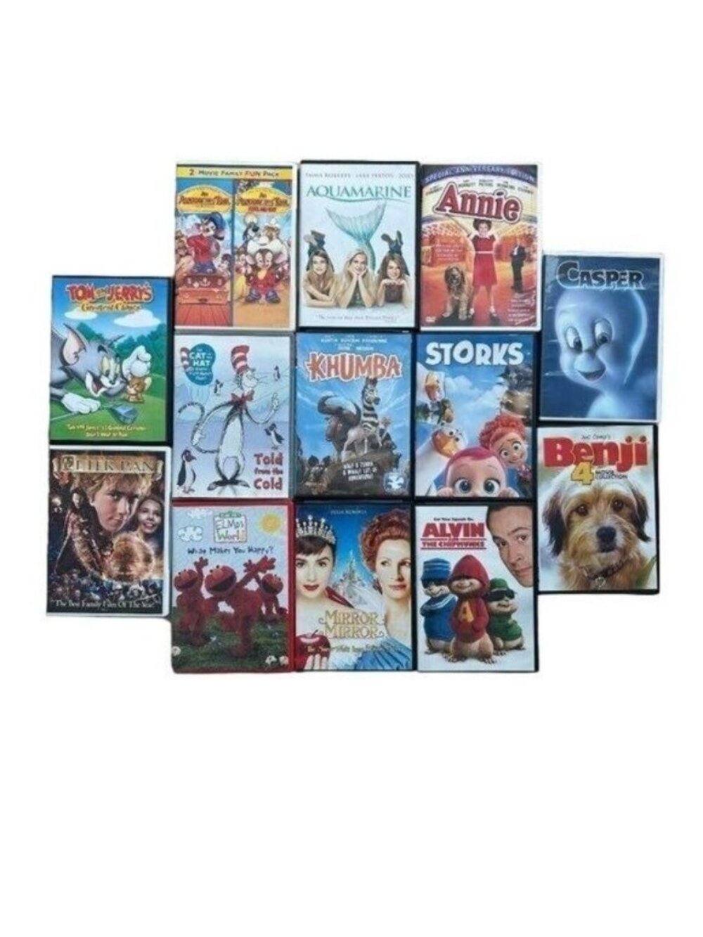 Kids Family DVD Movie Bundle Lot of 12 - Annie Aquamarine Casper Storks Peter Pa